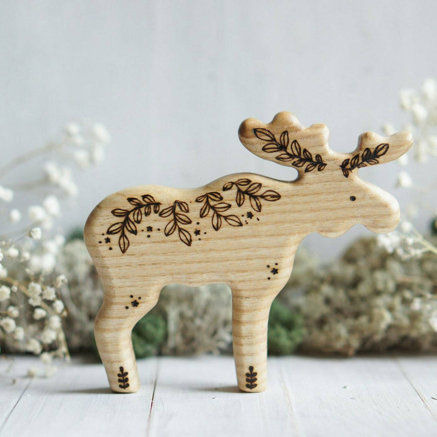 Wooden Moose, Papa, a natural wood animal toy by Tiny Fox Hole (view 2)