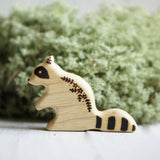 Wooden Raccoon, Sitting, a natural wood animal toy by Tiny Fox Hole (view 2) · view 2