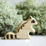 Wooden Raccoon, Sitting, a natural wood animal toy by Tiny Fox Hole, cut and finished by hand from solid wood · view 1