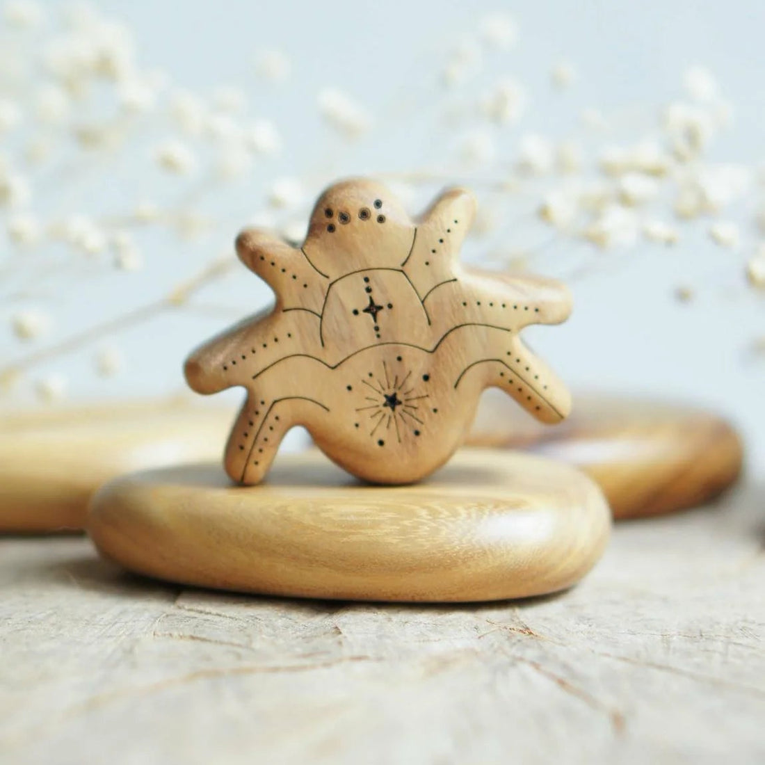 Wooden Spider, a natural wood animal toy by Tiny Fox Hole, cut and finished by hand from solid wood