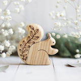 Wooden Squirrel with Leaves, a natural wood animal toy by Tiny Fox Hole (view 2) · view 2