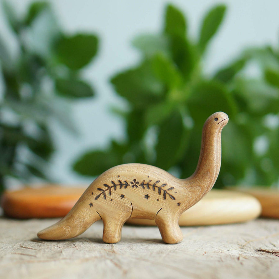 Wooden Baby Brontosaurus, a natural wood animal toy by Tiny Fox Hole (view 2)