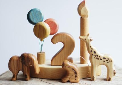 Wooden Balloon Ornament, Blue, a wooden Waldorf celebration piece by Tiny Fox Hole (view 3)