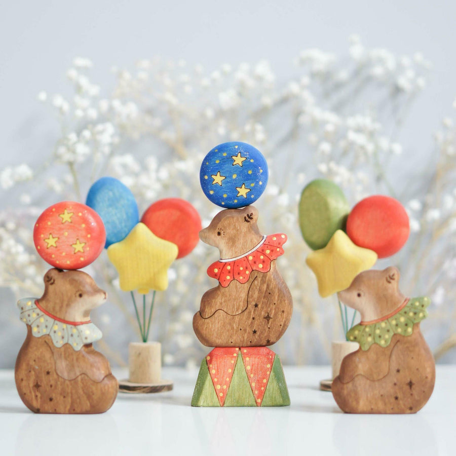 Wooden Balloon Ornament, Blue Sparkle, a wooden Waldorf celebration piece by Tiny Fox Hole (view 3)