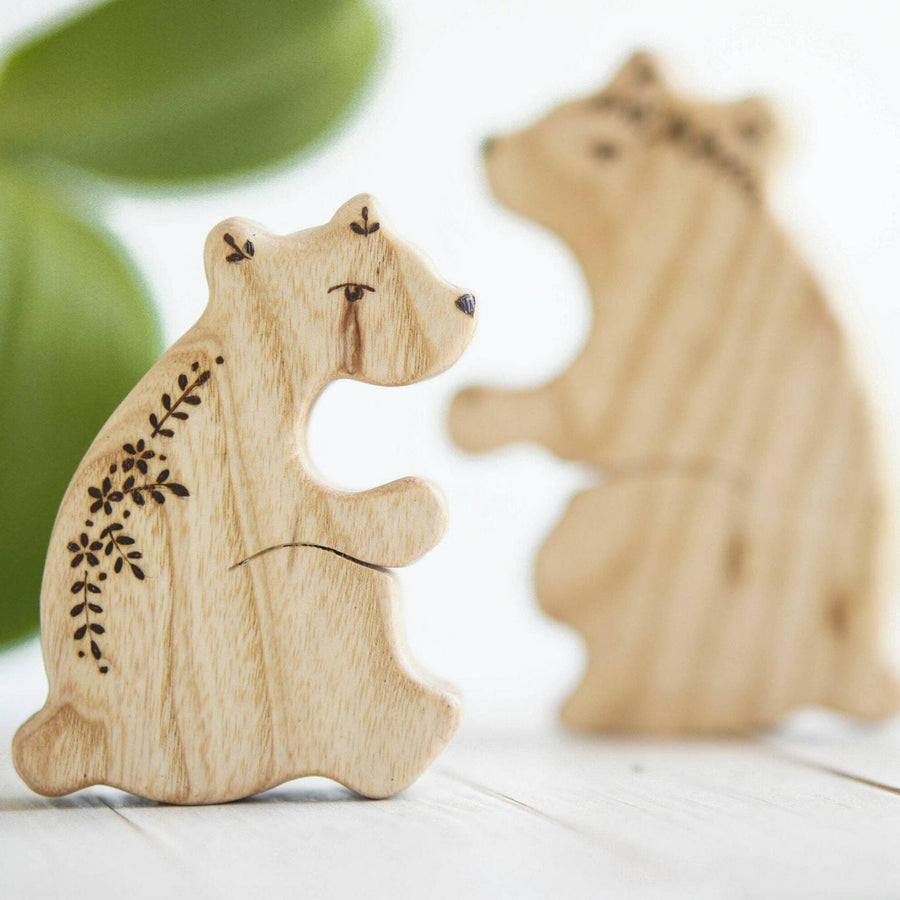 Wooden Mama and Baby Bear Puzzle, a natural wood puzzle by Tiny Fox Hole (view 3)