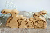 Wooden Bunny Family Announcement Puzzle (Mom, Dad, and Three Little Ones), a wooden new-baby keepsake by Tiny Fox Hole (view 2) · view 2