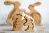 Wooden Bunny Family Announcement Puzzle (Mom, Dad, and Three Little Ones), a wooden new-baby keepsake by Tiny Fox Hole (view 3) · view 3