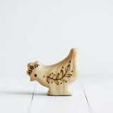 Wooden Hen, Looking Down, a natural wood animal toy by Tiny Fox Hole, cut and finished by hand from solid wood · view 1