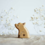 Wooden Little Pig, Sitting, a natural wood animal toy by Tiny Fox Hole (view 2) · view 2