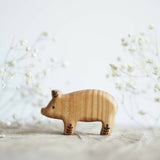 Wooden Little Pig, Sitting, a natural wood animal toy by Tiny Fox Hole (view 4) · view 4