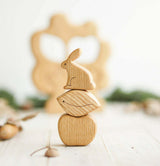 Wooden Tree Puzzle with Apple and Rabbit, a natural wood puzzle by Tiny Fox Hole (view 3) · view 3