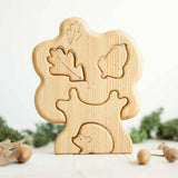 Wooden Tree Puzzle with Hedgehog, a natural wood puzzle by Tiny Fox Hole, cut and finished by hand from solid wood · view 1