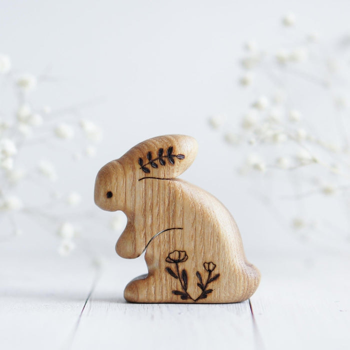 Wooden Bunny, No. 3, a natural wood animal toy by Tiny Fox Hole, cut and finished by hand from solid wood