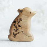 Wooden Baby Bear, Sitting, a natural wood animal toy by Tiny Fox Hole (view 2) · view 2