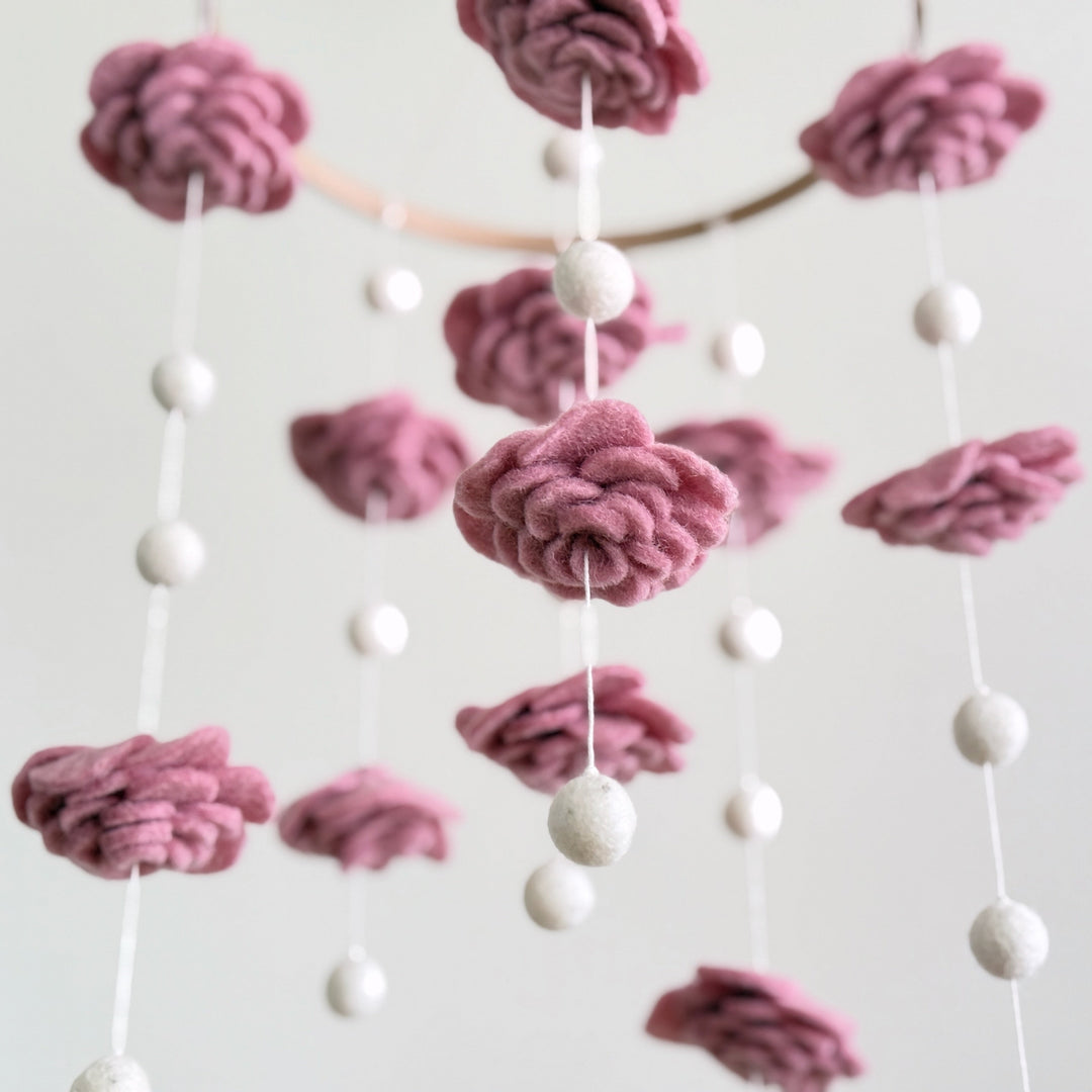 Blush Rose Flower Baby Mobile