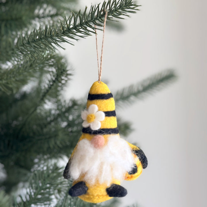 Felt Bumblebee Gnome Ornament