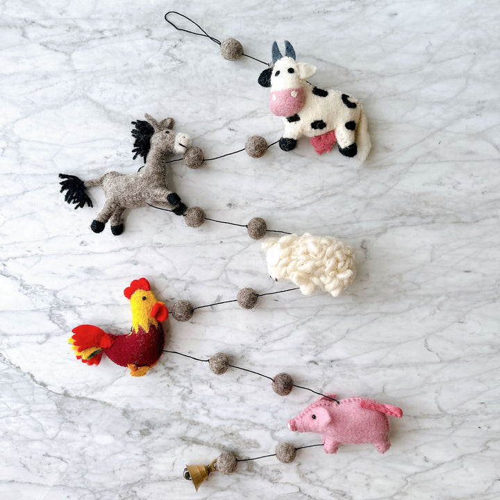 Felt Farm Animal Garland