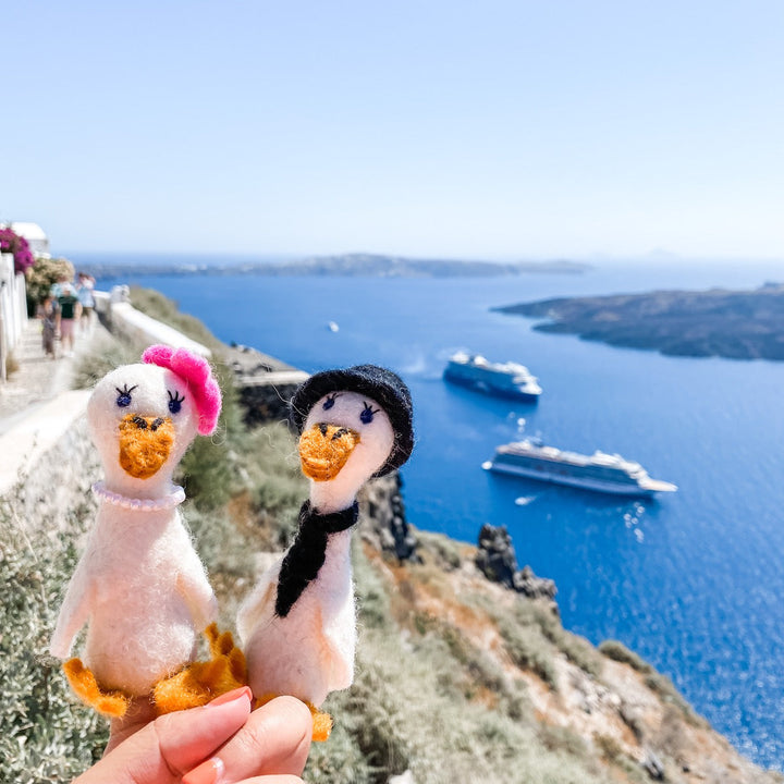 Felt Finger Puppets - Duck Couple on Honeymoon