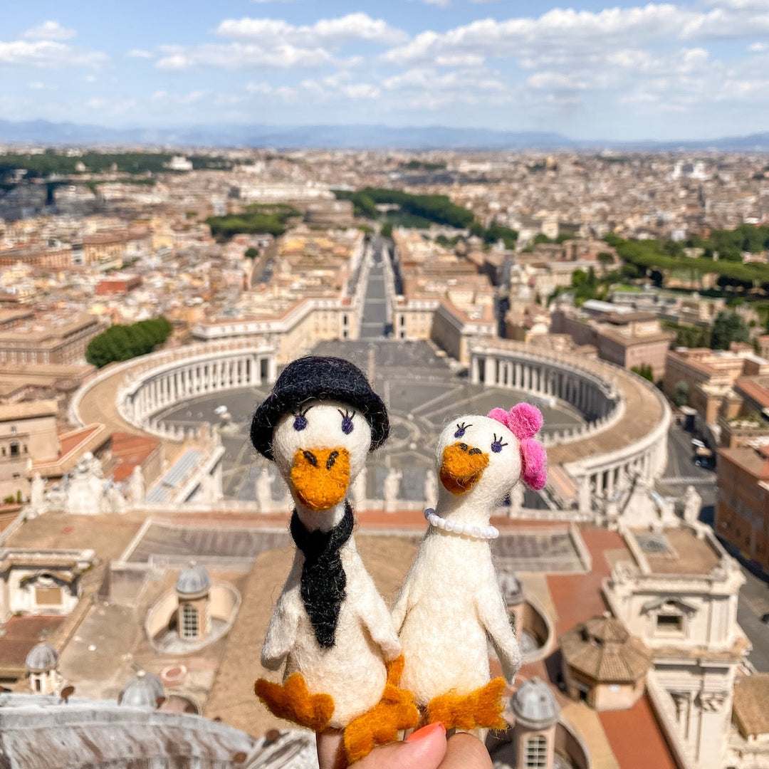 Felt Finger Puppets - Duck Couple on Honeymoon