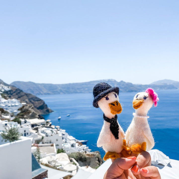 Felt Finger Puppets - Duck Couple on Honeymoon