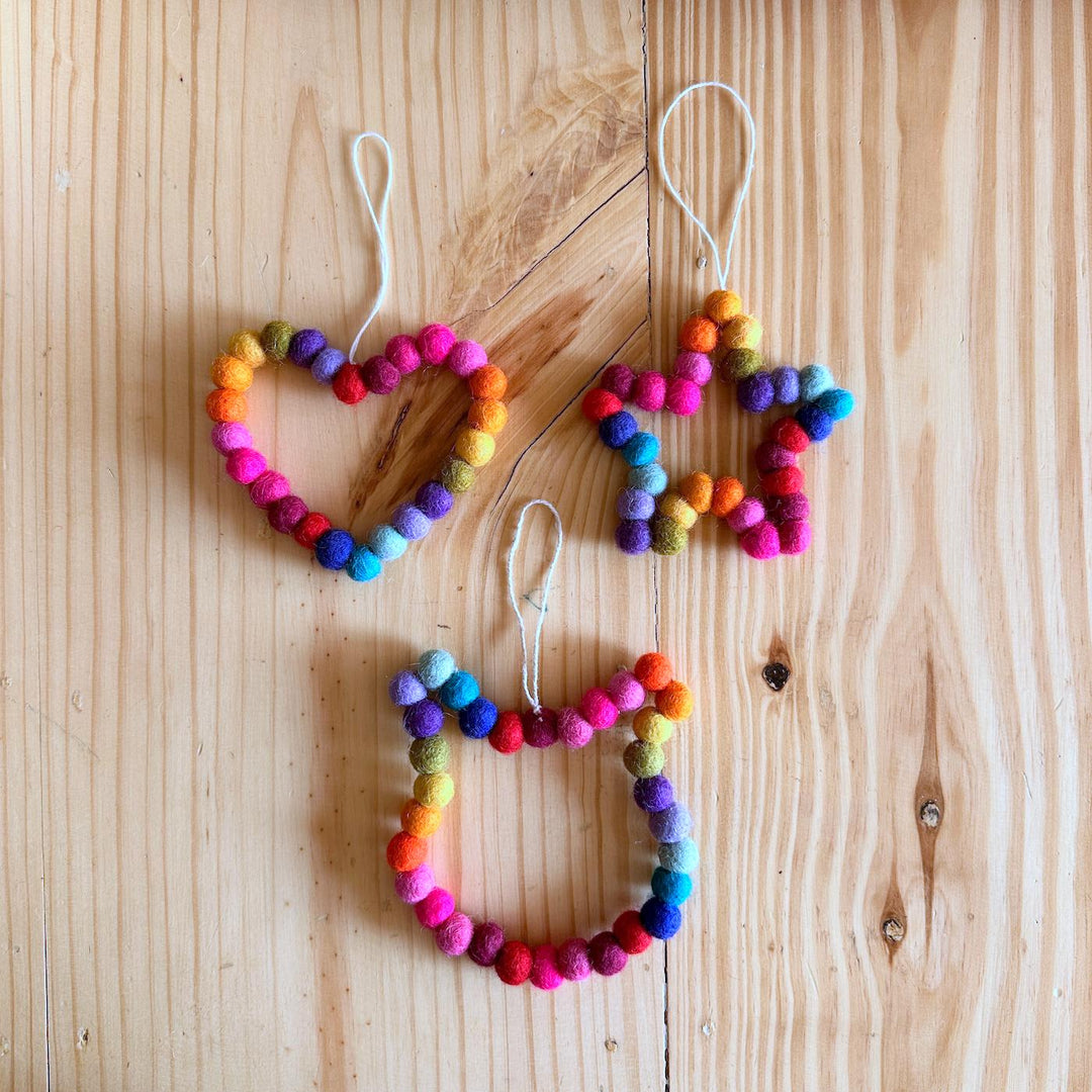 Felt Mini Pompom Love Wreath Ornament