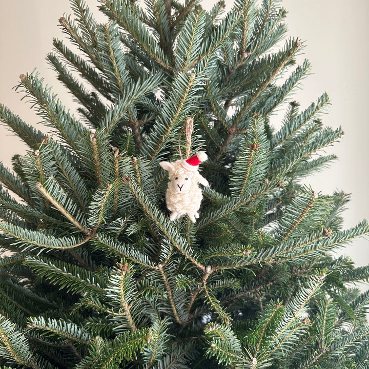 Felt Ornament - Mini Sheep with Christmas Hat