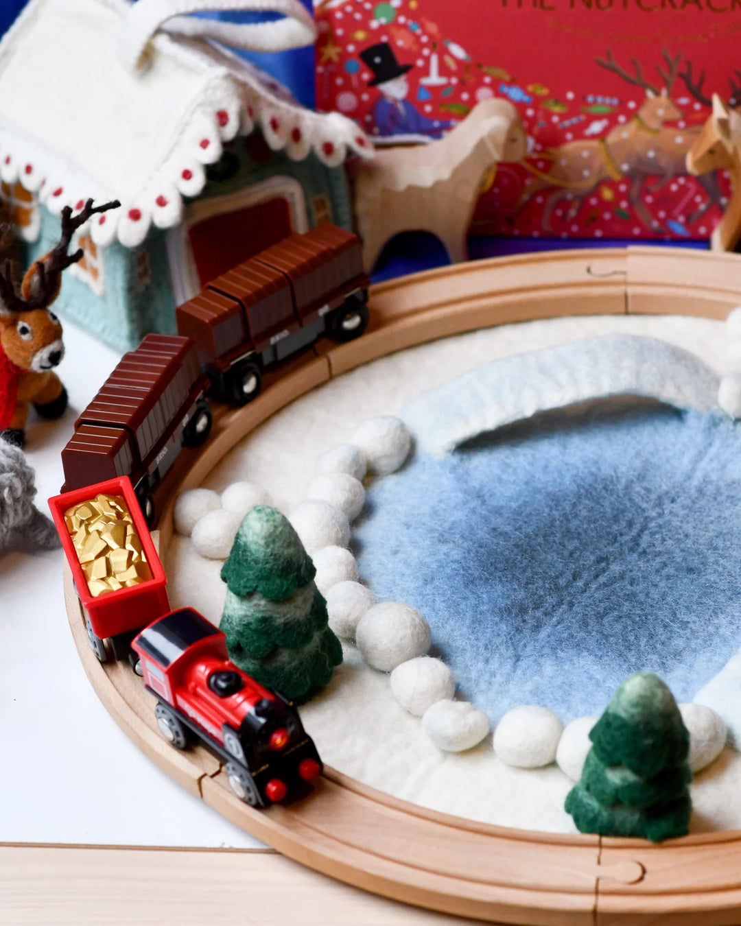 Felt Snow Ice Rink Round Play Mat Playscape
