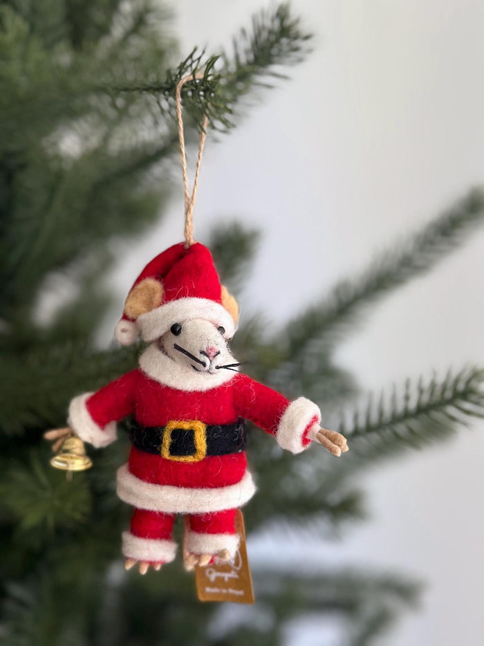 Felt Santa Mouse Ornament