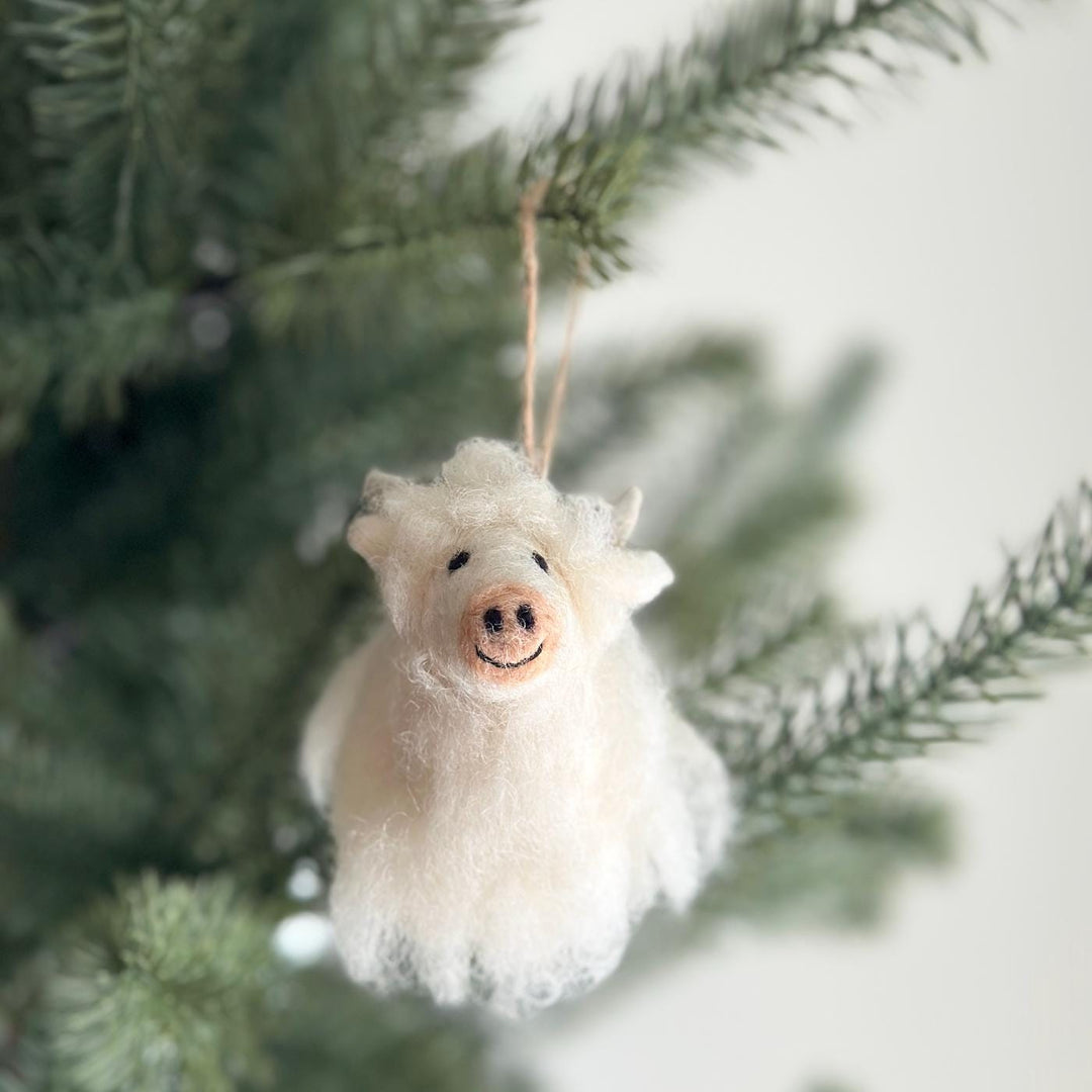 Needle Felted Highland Cow Ornament