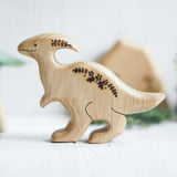 Wooden Parasaurolophus, a natural wood animal toy by Tiny Fox Hole, cut and finished by hand from solid wood · view 1