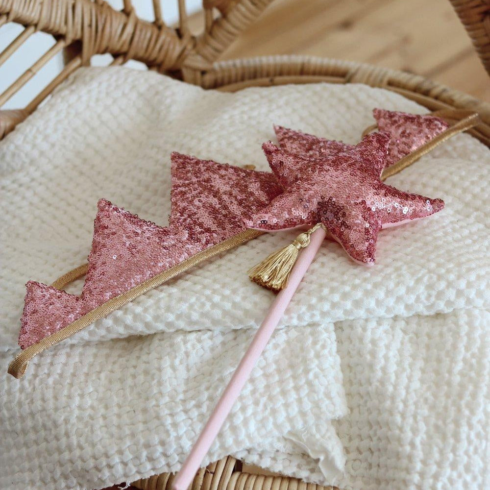 “Pink Sequins” Crown and Wand Magic Set