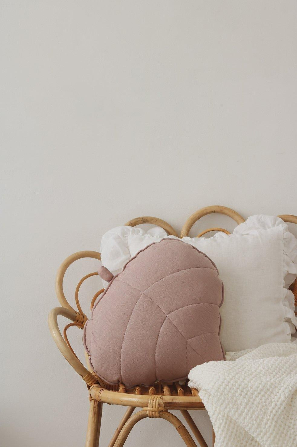 Linen “Powder Pink” Leaf Pillow
