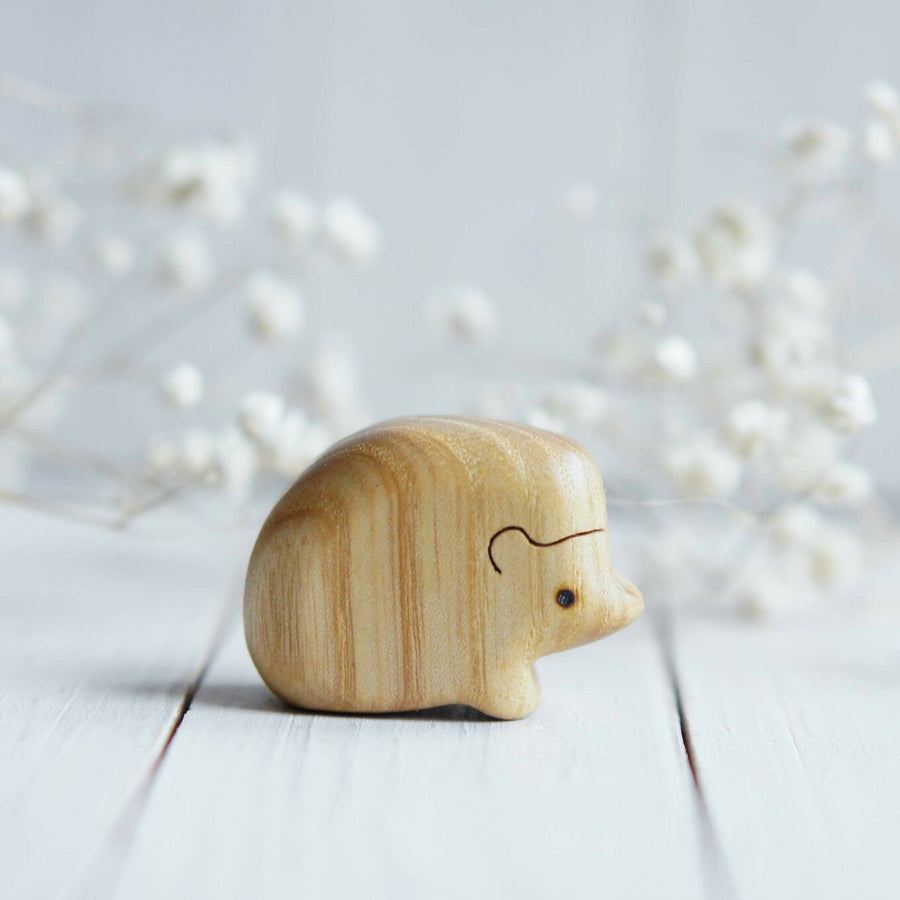Wooden Hedgehog, Baby, a natural wood animal toy by Tiny Fox Hole (view 3)