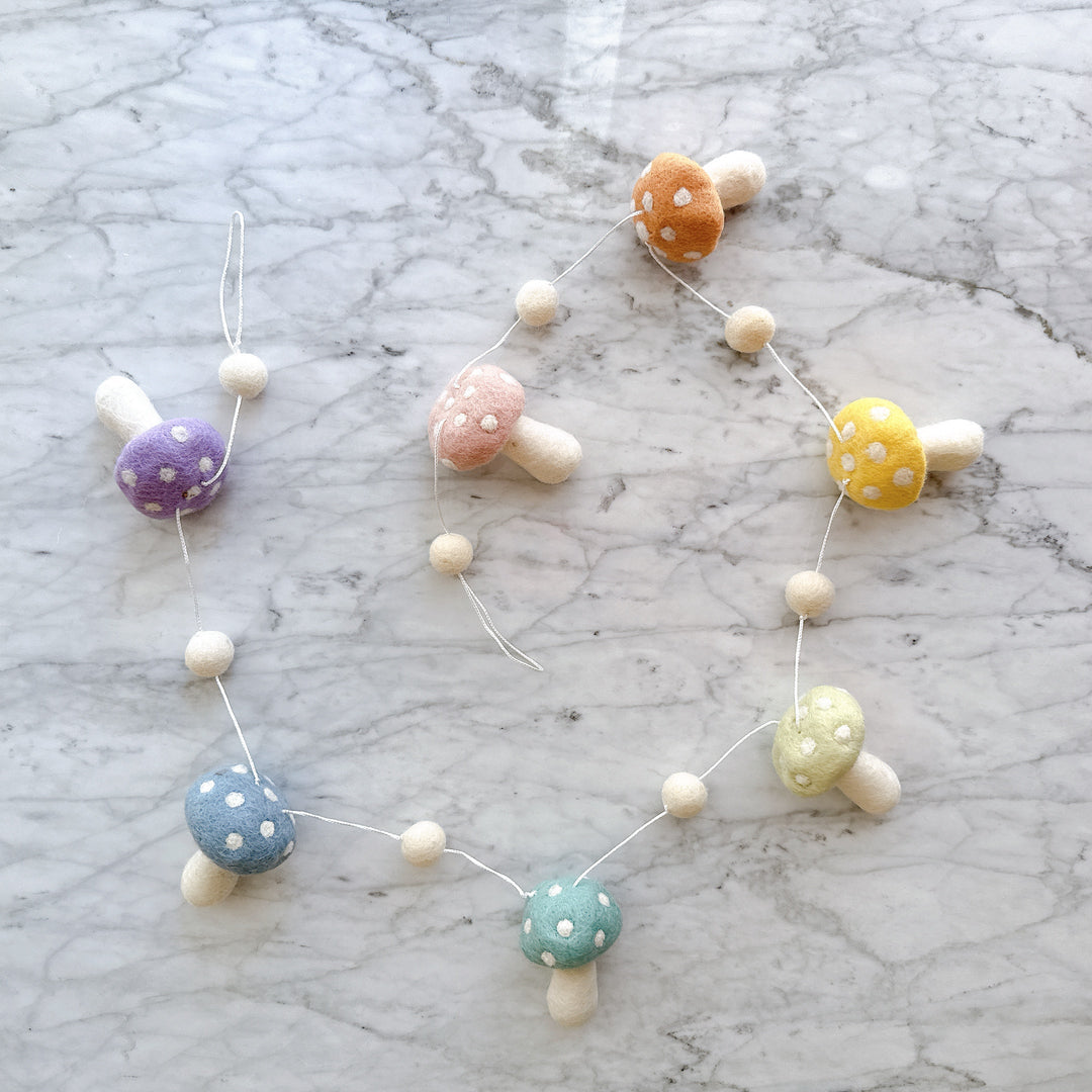 Felt Pastel Mushroom Garland
