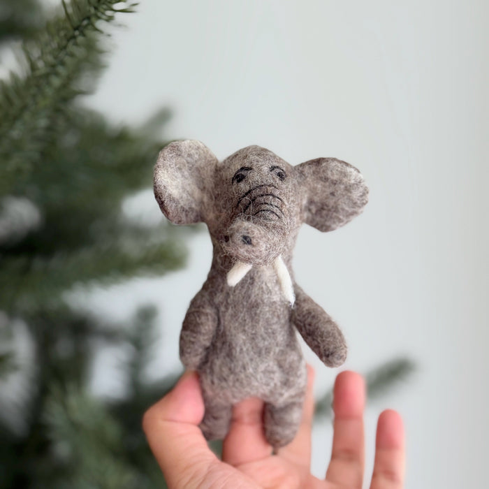 Wool Felt Elephant Finger Puppet