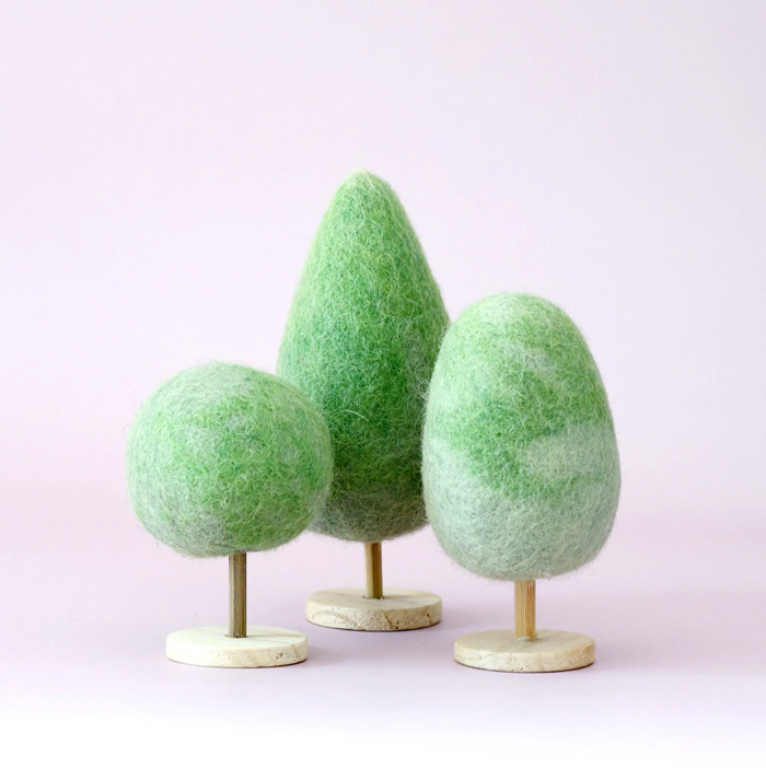 Felt Green Trees, Set of 3