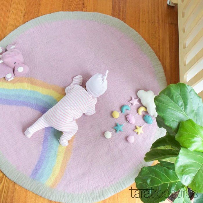 Felt Nursery Rug - Pastel Rainbow