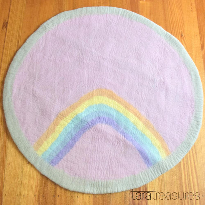 Felt Nursery Rug - Pastel Rainbow