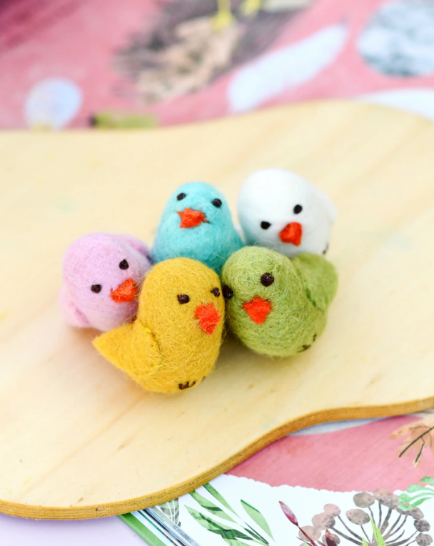 Felt Colorful Chicks, Set of 5