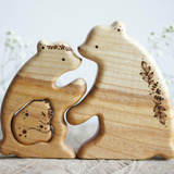 Wooden Bear Family Announcement Puzzle (Mom, Dad, and Baby), a wooden new-baby keepsake by Tiny Fox Hole (view 2) · view 2